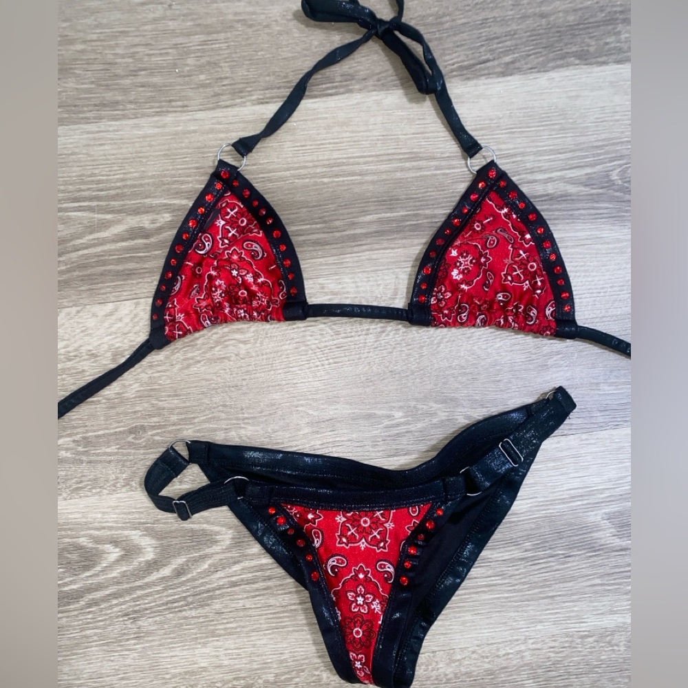 Red & Black Bandana Bikini Set